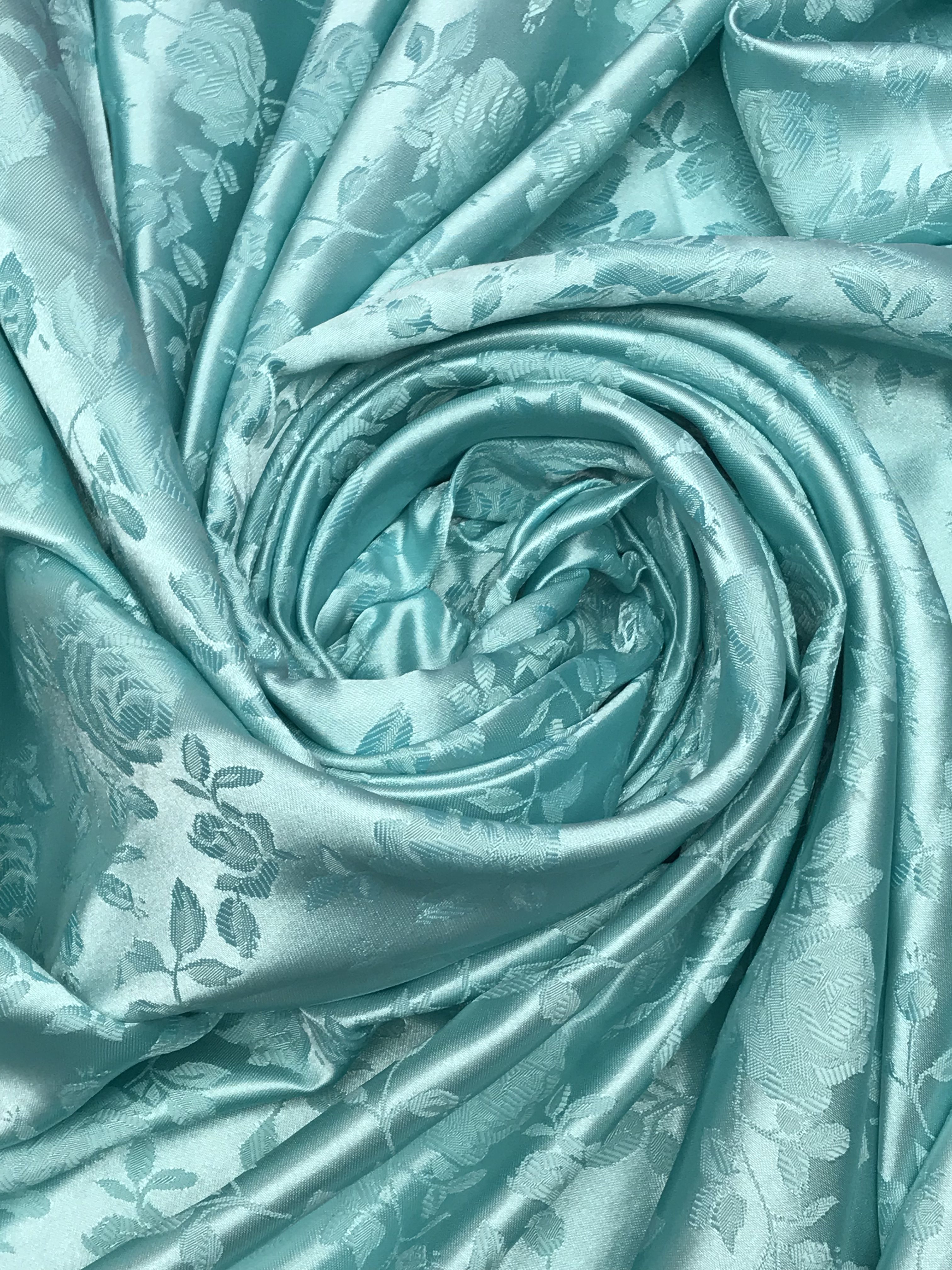 Aqua Jacquard Satin Sal Tex Fabrics Inc