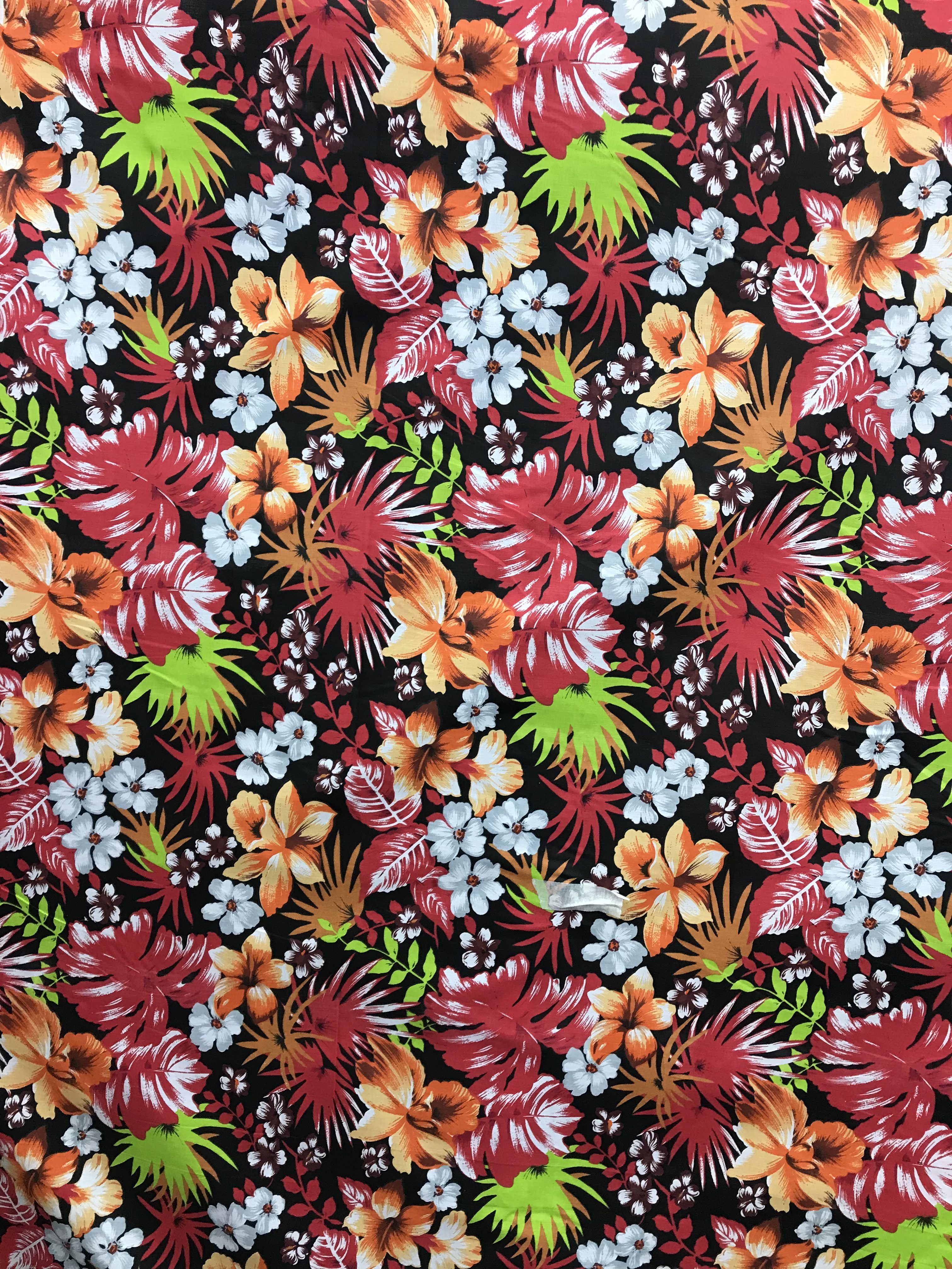 Hawaiian Black/Red Poly Cotton – Sal Tex Fabrics, Inc.